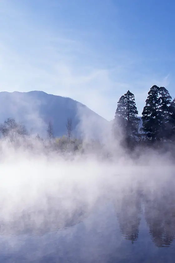 金鱗湖の朝霧